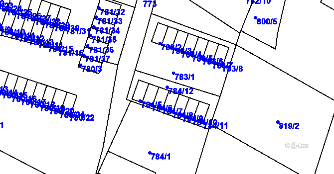 Parcela st. 784/12 v KÚ Kostelec nad Orlicí, Katastrální mapa