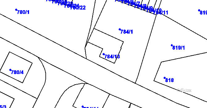 Parcela st. 784/13 v KÚ Kostelec nad Orlicí, Katastrální mapa