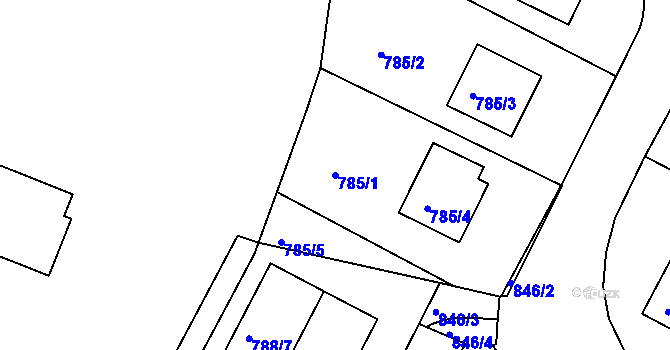 Parcela st. 785/1 v KÚ Kostelec nad Orlicí, Katastrální mapa