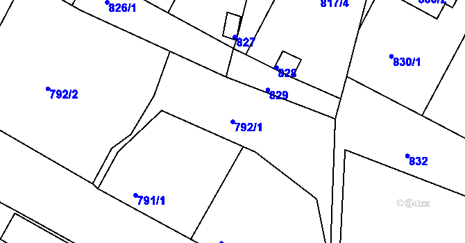 Parcela st. 792/1 v KÚ Kostelec nad Orlicí, Katastrální mapa