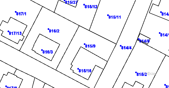 Parcela st. 815/9 v KÚ Kostelec nad Orlicí, Katastrální mapa