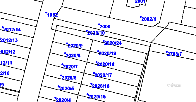 Parcela st. 2020/19 v KÚ Kostelec nad Orlicí, Katastrální mapa