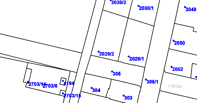 Parcela st. 2029/2 v KÚ Kostelec nad Orlicí, Katastrální mapa