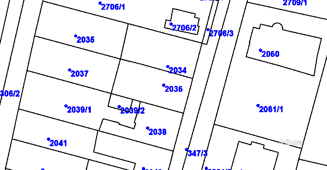 Parcela st. 2036 v KÚ Kostelec nad Orlicí, Katastrální mapa