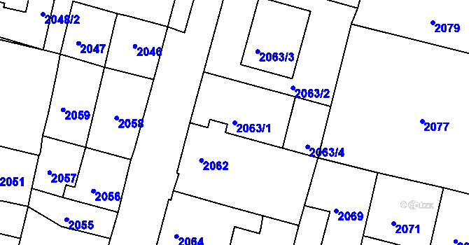 Parcela st. 2063/1 v KÚ Kostelec nad Orlicí, Katastrální mapa