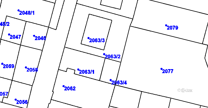 Parcela st. 2063/2 v KÚ Kostelec nad Orlicí, Katastrální mapa