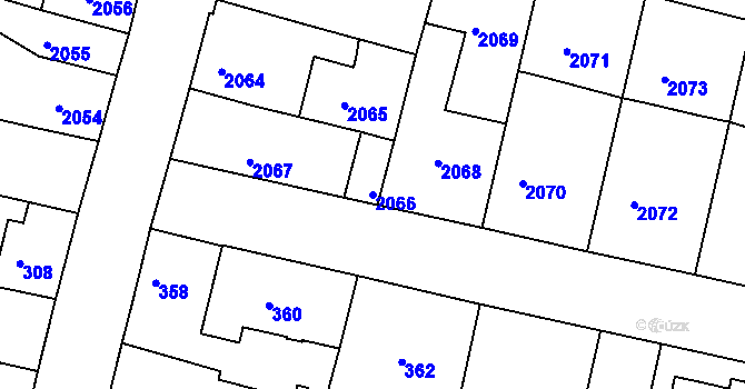 Parcela st. 2066 v KÚ Kostelec nad Orlicí, Katastrální mapa