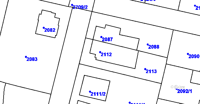Parcela st. 2112 v KÚ Kostelec nad Orlicí, Katastrální mapa