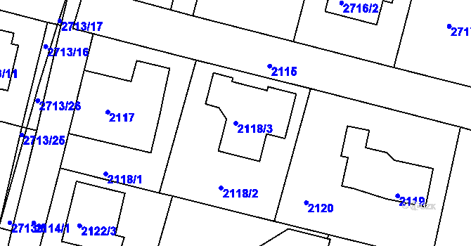 Parcela st. 2118/3 v KÚ Kostelec nad Orlicí, Katastrální mapa