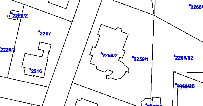 Parcela st. 2259/2 v KÚ Kostelec nad Orlicí, Katastrální mapa