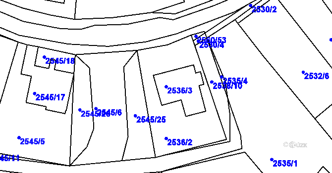 Parcela st. 2536/3 v KÚ Kostelec nad Orlicí, Katastrální mapa