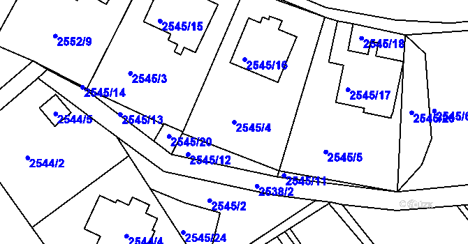 Parcela st. 2545/4 v KÚ Kostelec nad Orlicí, Katastrální mapa