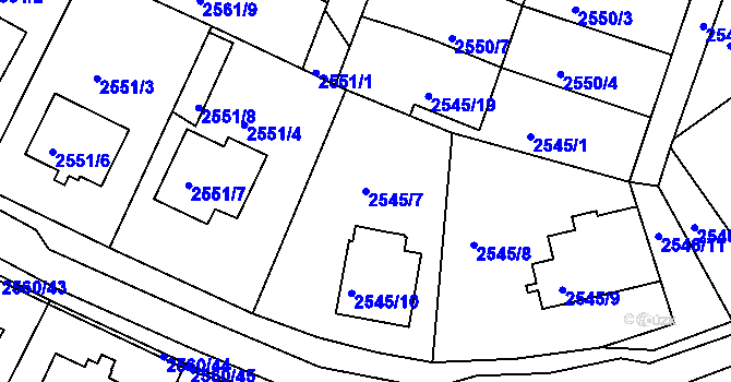 Parcela st. 2545/7 v KÚ Kostelec nad Orlicí, Katastrální mapa
