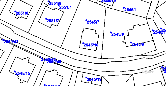 Parcela st. 2545/10 v KÚ Kostelec nad Orlicí, Katastrální mapa
