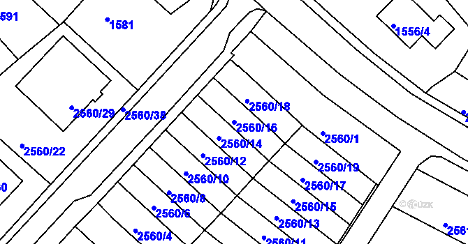 Parcela st. 2560/16 v KÚ Kostelec nad Orlicí, Katastrální mapa