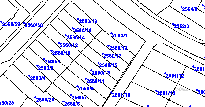 Parcela st. 2560/17 v KÚ Kostelec nad Orlicí, Katastrální mapa