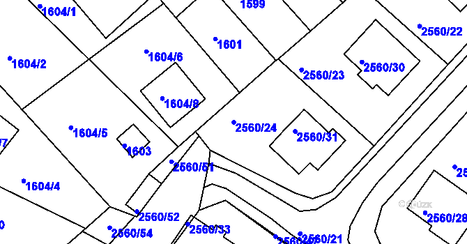 Parcela st. 2560/24 v KÚ Kostelec nad Orlicí, Katastrální mapa