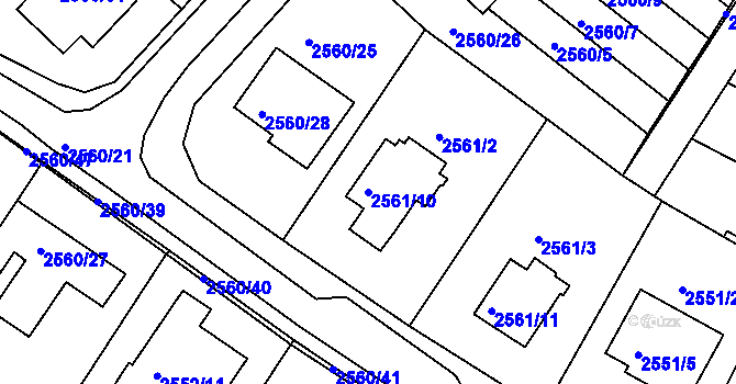 Parcela st. 2561/10 v KÚ Kostelec nad Orlicí, Katastrální mapa