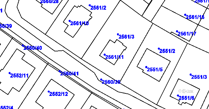Parcela st. 2561/11 v KÚ Kostelec nad Orlicí, Katastrální mapa
