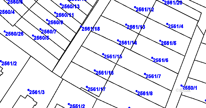Parcela st. 2561/15 v KÚ Kostelec nad Orlicí, Katastrální mapa