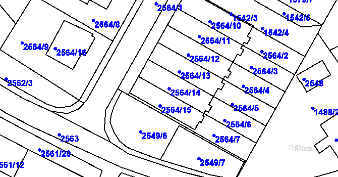 Parcela st. 2564/14 v KÚ Kostelec nad Orlicí, Katastrální mapa