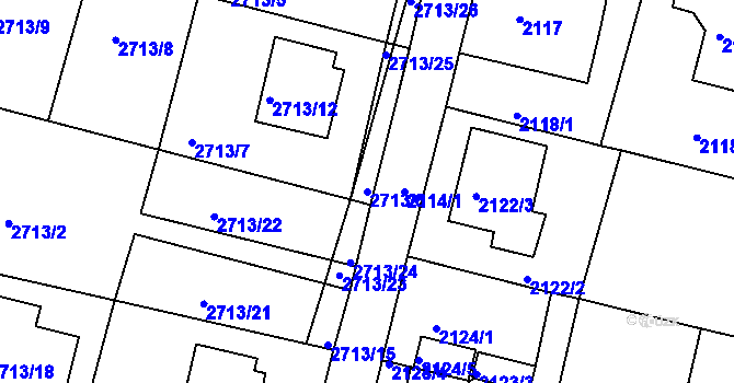 Parcela st. 2713/6 v KÚ Kostelec nad Orlicí, Katastrální mapa