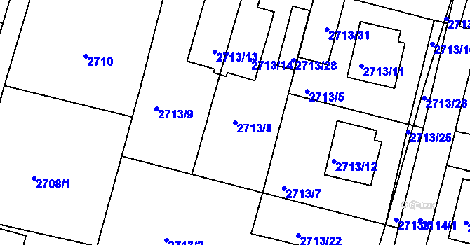 Parcela st. 2713/8 v KÚ Kostelec nad Orlicí, Katastrální mapa