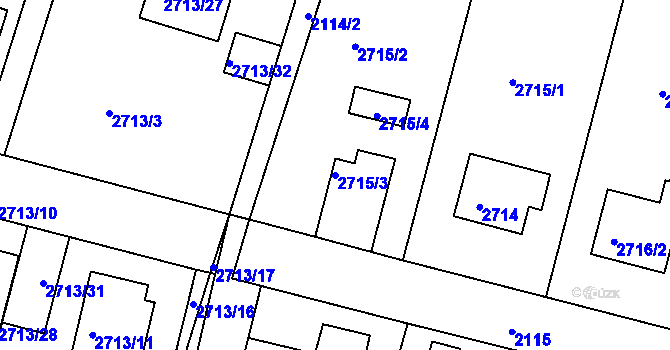 Parcela st. 2715/3 v KÚ Kostelec nad Orlicí, Katastrální mapa