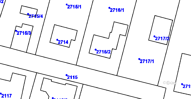 Parcela st. 2716/2 v KÚ Kostelec nad Orlicí, Katastrální mapa
