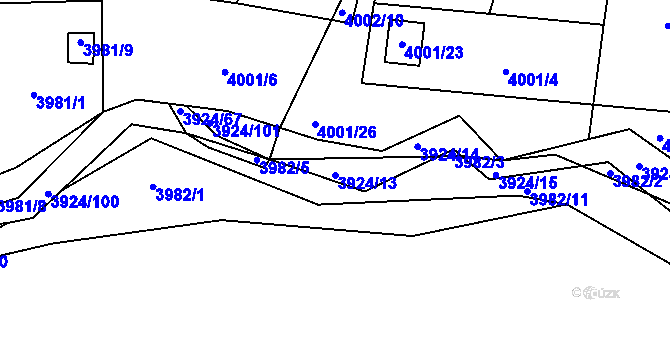 Parcela st. 3924/13 v KÚ Kostelec nad Orlicí, Katastrální mapa