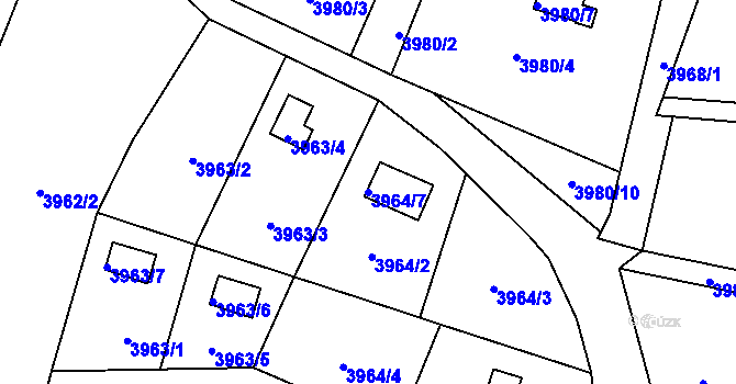 Parcela st. 3964/7 v KÚ Kostelec nad Orlicí, Katastrální mapa
