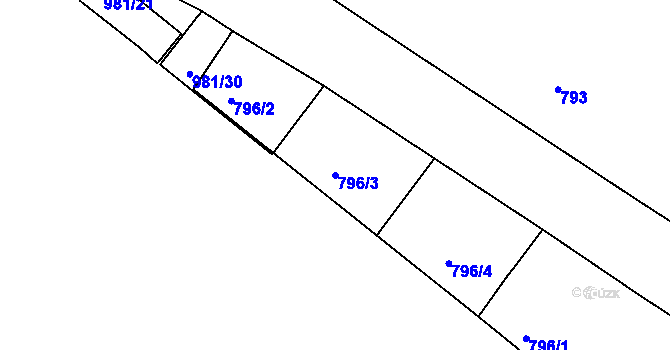 Parcela st. 796/3 v KÚ Kostelec nad Orlicí, Katastrální mapa