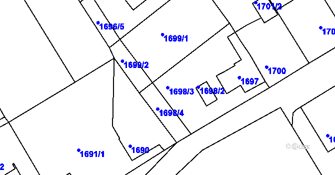 Parcela st. 1698/3 v KÚ Kostelec nad Orlicí, Katastrální mapa