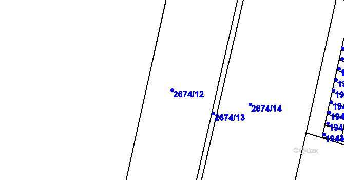 Parcela st. 2674/12 v KÚ Kostelec nad Orlicí, Katastrální mapa