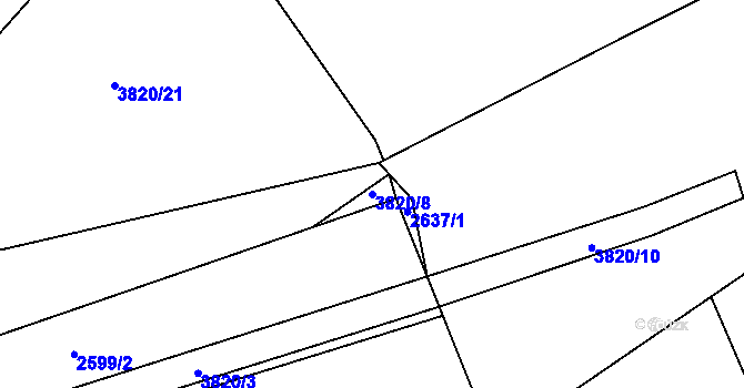 Parcela st. 3820/8 v KÚ Kostelec nad Orlicí, Katastrální mapa