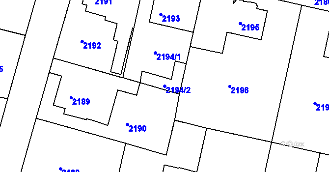 Parcela st. 2194/2 v KÚ Kostelec nad Orlicí, Katastrální mapa