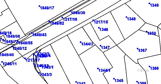 Parcela st. 1344/2 v KÚ Kostelec nad Orlicí, Katastrální mapa