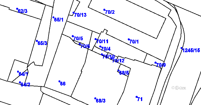 Parcela st. 70/10 v KÚ Kostelec nad Orlicí, Katastrální mapa