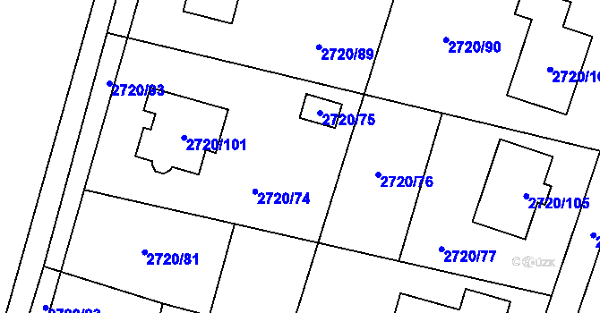 Parcela st. 2720/75 v KÚ Kostelec nad Orlicí, Katastrální mapa