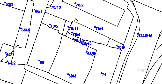 Parcela st. 70/12 v KÚ Kostelec nad Orlicí, Katastrální mapa