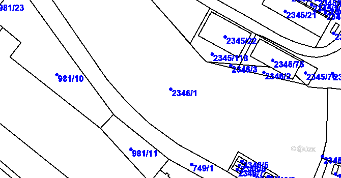 Parcela st. 2346/1 v KÚ Kostelec nad Orlicí, Katastrální mapa
