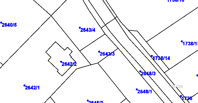 Parcela st. 2643/3 v KÚ Kostelec nad Orlicí, Katastrální mapa