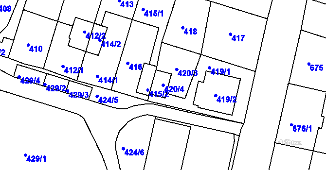 Parcela st. 420/4 v KÚ Kostelec nad Orlicí, Katastrální mapa