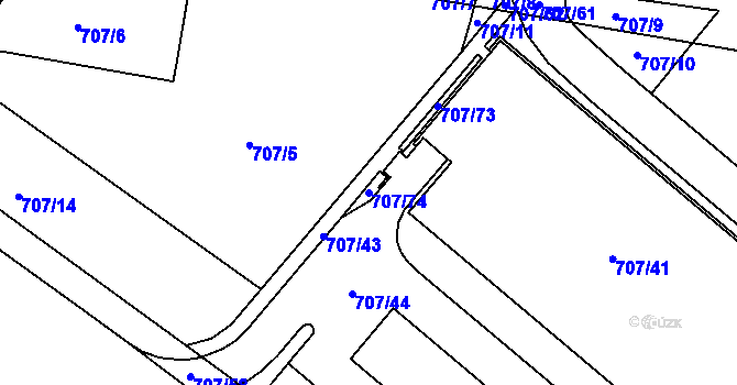 Parcela st. 707/74 v KÚ Kostelec nad Orlicí, Katastrální mapa