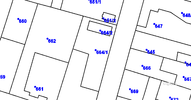 Parcela st. 664/1 v KÚ Kostelec nad Orlicí, Katastrální mapa