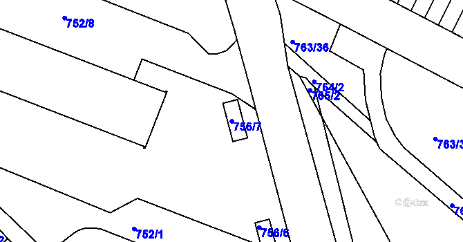 Parcela st. 756/7 v KÚ Kostelec nad Orlicí, Katastrální mapa