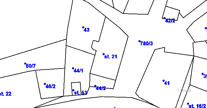 Parcela st. 21 v KÚ Kostelec nad Vltavou, Katastrální mapa