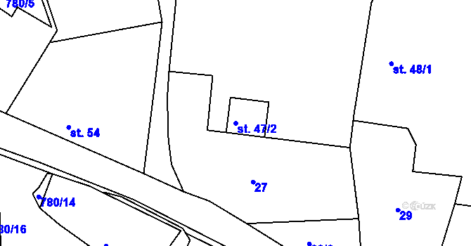 Parcela st. 47/2 v KÚ Kostelec nad Vltavou, Katastrální mapa