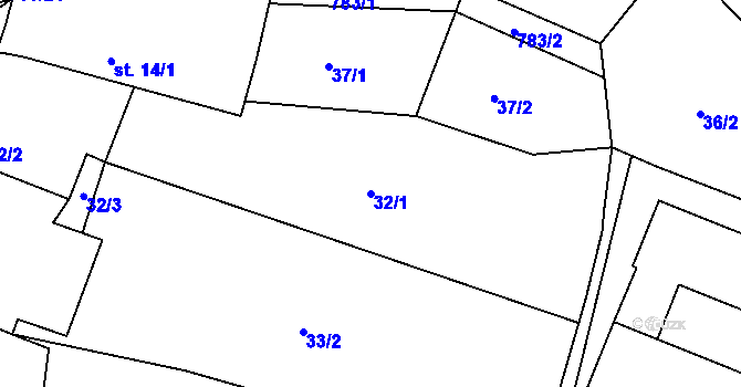 Parcela st. 32/1 v KÚ Kostelec nad Vltavou, Katastrální mapa