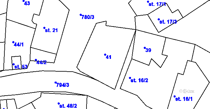 Parcela st. 41 v KÚ Kostelec nad Vltavou, Katastrální mapa